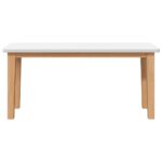 vidaXL Lavica 90 cm Biela masívna drevená guma – Obrázok 4