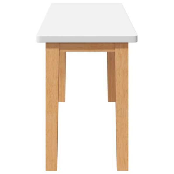 vidaXL Lavica 90 cm Biela masívna drevená guma – Obrázok 5