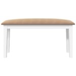 vidaXL Lavica 90 cm Biela masívna drevená guma – Obrázok 4