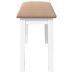 vidaXL Lavica 90 cm Biela masívna drevená guma – Obrázok 5