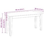 vidaXL Lavica 90 cm Biela masívna drevená guma – Obrázok 10