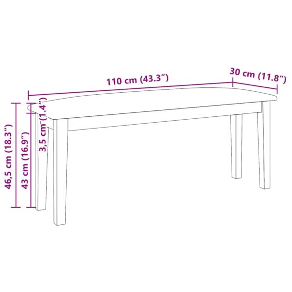 vidaXL Lavica 110 cm Hnedá Masívna Drevo Guma – Obrázok 10