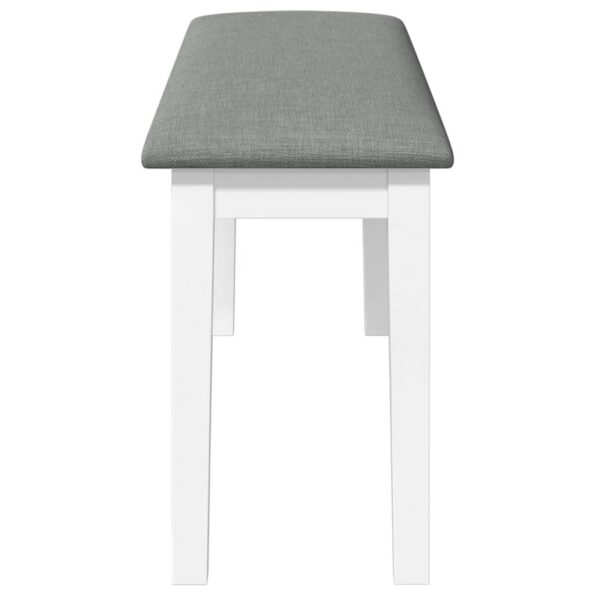 vidaXL Lavica 110 cm Biela masívna guma – Obrázok 5