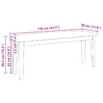 vidaXL Lavica 110 cm Biela masívna guma – Obrázok 10