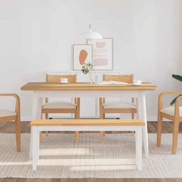 vidaXL Lavica 110 cm Biela masívna guma – Obrázok 3