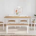 vidaXL Lavica 110 cm Biela masívna guma – Obrázok 3