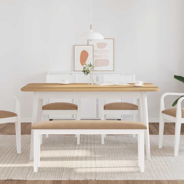 vidaXL Lavica 110 cm Biela masívna guma – Obrázok 3