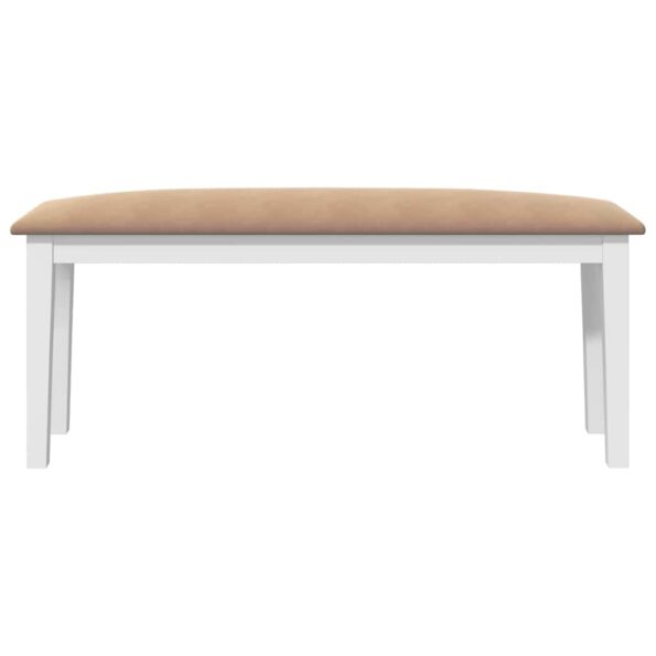 vidaXL Lavica 110 cm Biela masívna guma – Obrázok 4