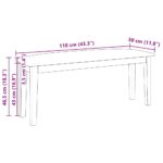 vidaXL Lavica 110 cm Biela masívna guma – Obrázok 10