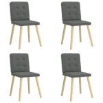 vidaXL Jedálenské stoličky 4 ks tmavosivé látkové