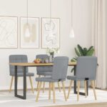 vidaXL Jedálenské stoličky 4 ks bledosivé látkové – Obrázok 2