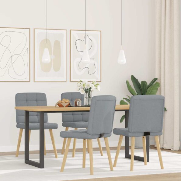 vidaXL Jedálenské stoličky 4 ks bledosivé látkové – Obrázok 2