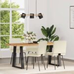 vidaXL jedálenské stoličky 4 ks krémové zamatové – Obrázok 2