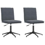 vidaXL Otočné jedálenské stoličky 2 ks tmavosivé zamatové – Obrázok 2