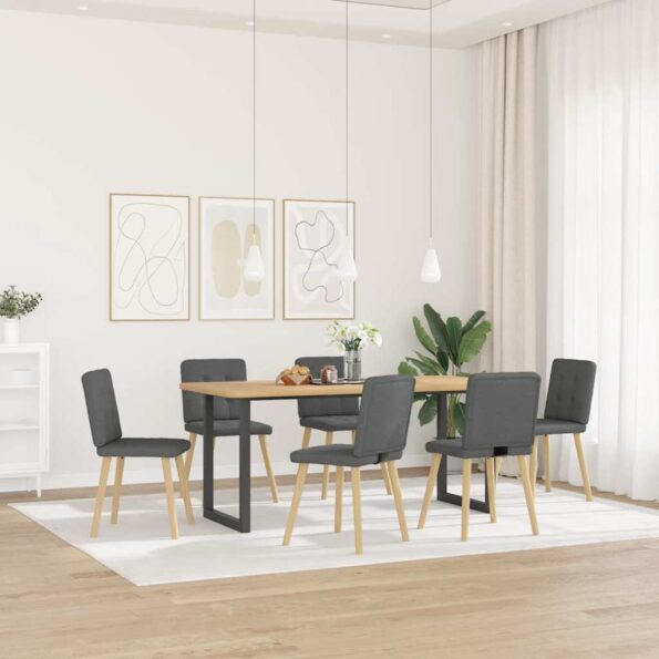 vidaXL Jedálenské stoličky 6 ks tmavosivé látkové – Obrázok 2