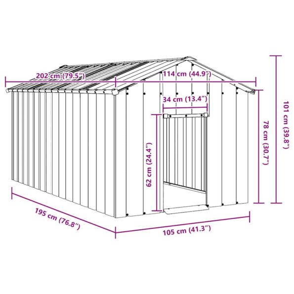 VXL8721158571854_g_en_hd_6.jpg vidaXL Búda pre psa so strechou 114x202x101 cm, pozinkovaná oceľ – Obrázok 7