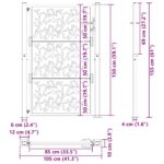 vidaXL Záhradná brána Čierna 105x155 cm Dizajn s oceľovými listami – Obrázok 9