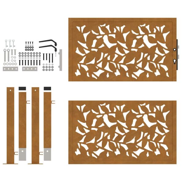 vidaXL Záhradná brána Oceľové krídlo odolnévoči poveternostným vplyvom – Obrázok 5