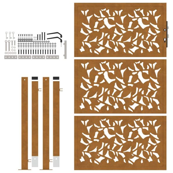 vidaXL Záhradná brána Oceľové krídlo odolnévoči poveternostným vplyvom – Obrázok 5