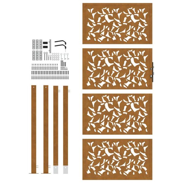 vidaXL Záhradná brána Oceľové krídlo odolnévoči poveternostným vplyvom – Obrázok 5