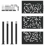 vidaXL Záhradná brána čierna 105x155 cm Oceľový plameňový dizajn – Obrázok 4