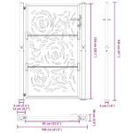vidaXL Záhradná brána čierna 105x155 cm Oceľový plameňový dizajn – Obrázok 9