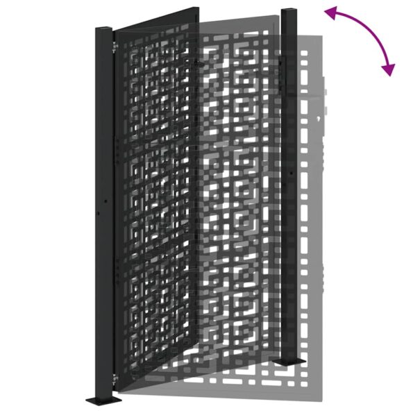 vidaXL Záhradná brána čierna 105x155 cm Oceľový kríž Design – Obrázok 7