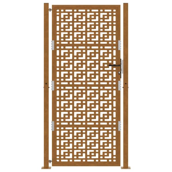 vidaXL Záhradná brána 105x130 cm Zvetrávanie oceľ Krížový dizajn – Obrázok 4