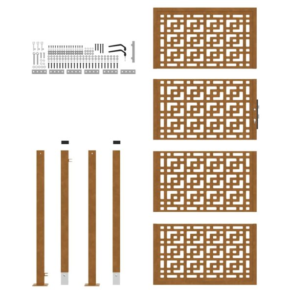 vidaXL Záhradná brána 105x130 cm Zvetrávanie oceľ Krížový dizajn – Obrázok 5