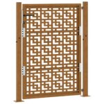 vidaXL Záhradná brána 105x130 cm Zvetrávanie oceľ Krížový dizajn – Obrázok 7