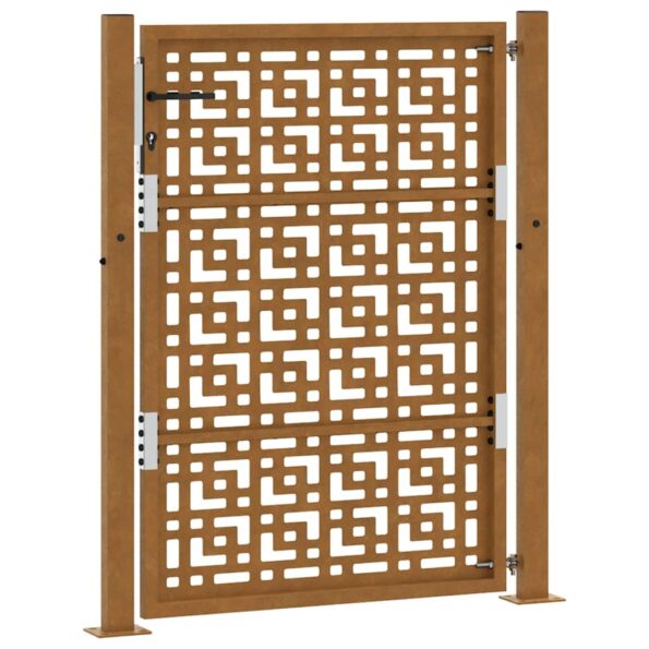 vidaXL Záhradná brána 105x130 cm Zvetrávanie oceľ Krížový dizajn – Obrázok 7