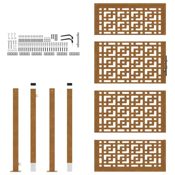 vidaXL Záhradná brána 105x180 cm Zvetrávanie oceľ Krížový dizajn – Obrázok 5