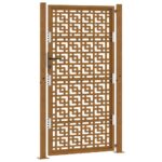 vidaXL Záhradná brána 105x180 cm Zvetrávanie oceľ Krížový dizajn – Obrázok 7