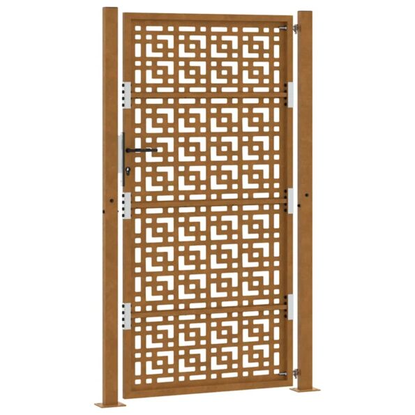vidaXL Záhradná brána 105x180 cm Zvetrávanie oceľ Krížový dizajn – Obrázok 7
