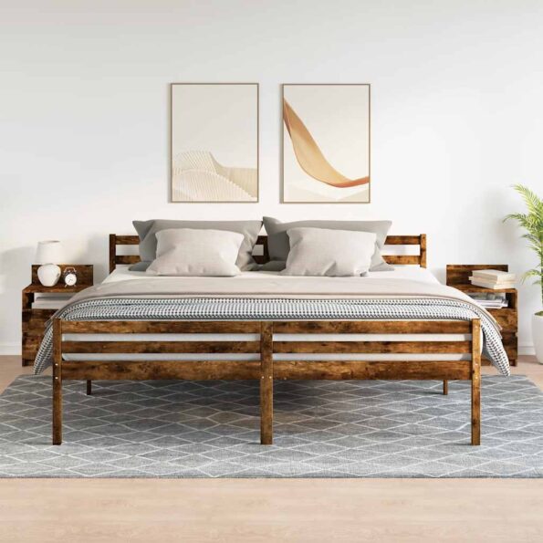 vidaXL Nočné stolíky 2 ks s 2 zásuvkami dymový dub 40x33x60 cm – Obrázok 3