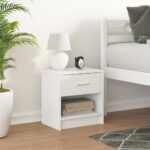 vidaXL Nočný stolík biely s zásuvkou 39x28x41 cm – Obrázok 3