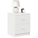 vidaXL Nočný stolík s 2 zásuvkami biele 40x36x50 cm – Obrázok 3