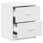 vidaXL Nočný stolík s 2 zásuvkami biele 40x36x50 cm – Obrázok 5