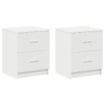 vidaXL Nočné stolíky 2 ks s 2 zásuvkami biele 40x36x50 cm – Obrázok 2