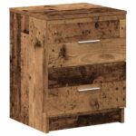 vidaXL Nočný stolík s 2 zásuvkami staré drevo 40x36x50 cm – Obrázok 2