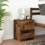 vidaXL Nočný stolík s 2 zásuvkami staré drevo 40x36x50 cm – Obrázok 3