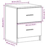 vidaXL Nočný stolík s 2 zásuvkami staré drevo 40x36x50 cm – Obrázok 12
