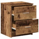 vidaXL Nočný stolík s 2 zásuvkami staré drevo 40x36x50 cm – Obrázok 5