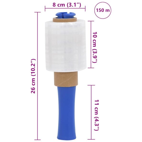 vidaXL Stretch fólie 50 ks Priehľadná 23 µm 10 cm x 150 m – Obrázok 9