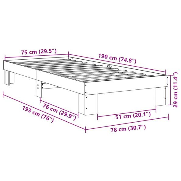 VidaXL Rám postele bez matraca 75x190 cm Dub z masívneho dreva – Obrázok 11