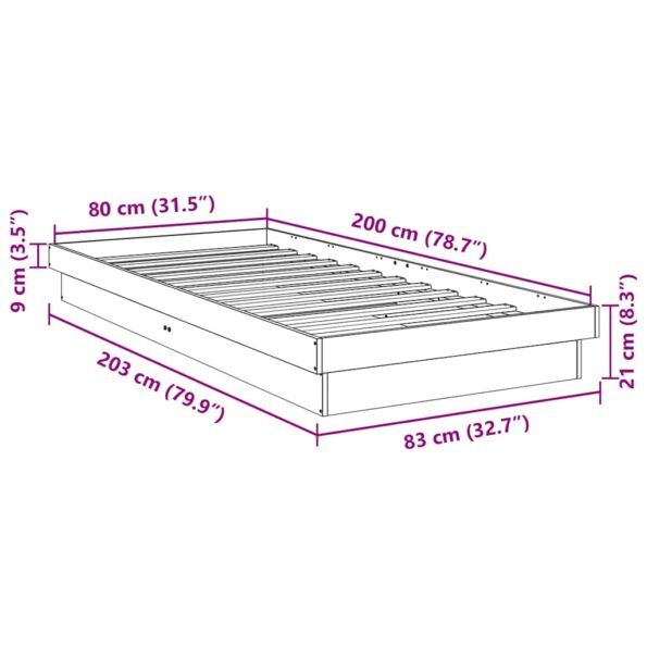 VidaXL Rám postele bez matraca 80x200 cm Masívne dubové drevo – Obrázok 11