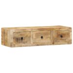 vidaXL TV skrinka na stenu 100x32x25 cm masívne drevo hrubé mango – Obrázok 11