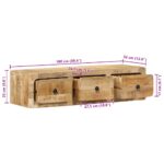 vidaXL TV skrinka na stenu 100x32x25 cm masívne drevo hrubé mango – Obrázok 10