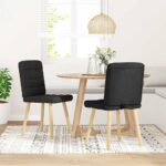 vidaXL Jedálenské stoličky 2 ks čierne látkové – Obrázok 2