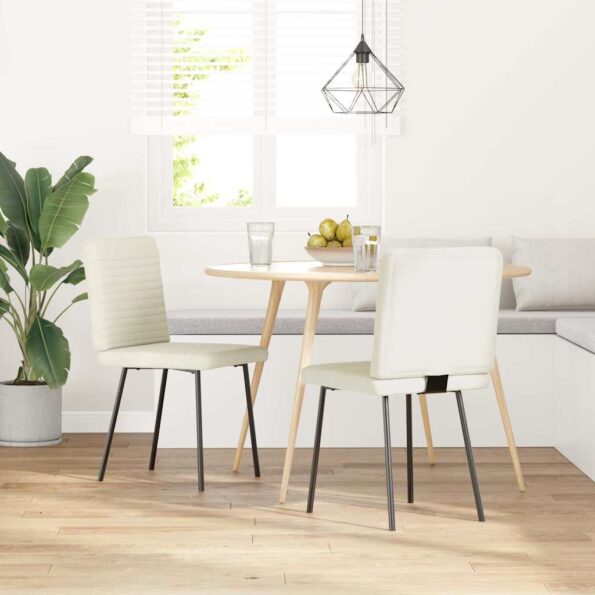 vidaXL Jedálenské stoličky 2 ks krémové zamatové – Obrázok 2